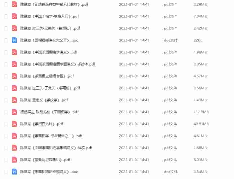 陈鼎龙手面相绝学书籍整理34份合集插图