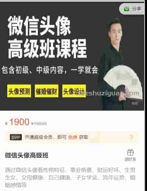 原价1900课程 陈法学《微信头像高级班》6节视频插图